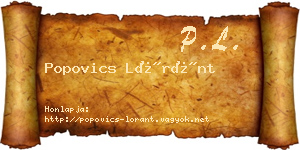 Popovics Lóránt névjegykártya