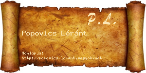 Popovics Lóránt névjegykártya
