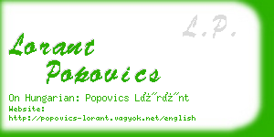 lorant popovics business card